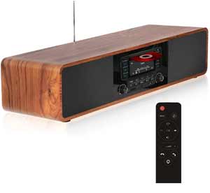 KEiiD CD Player Stereo System with Wooden Desktop Speakers